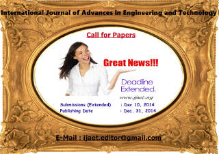 IJAET Deadline Extended \\ Call for Papers